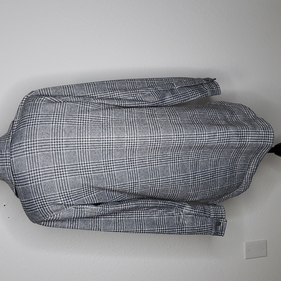 Lands' End Womens Plaid Button Up Longline Shacket Size M Layers Outdoor Gray - Picture 6 of 16